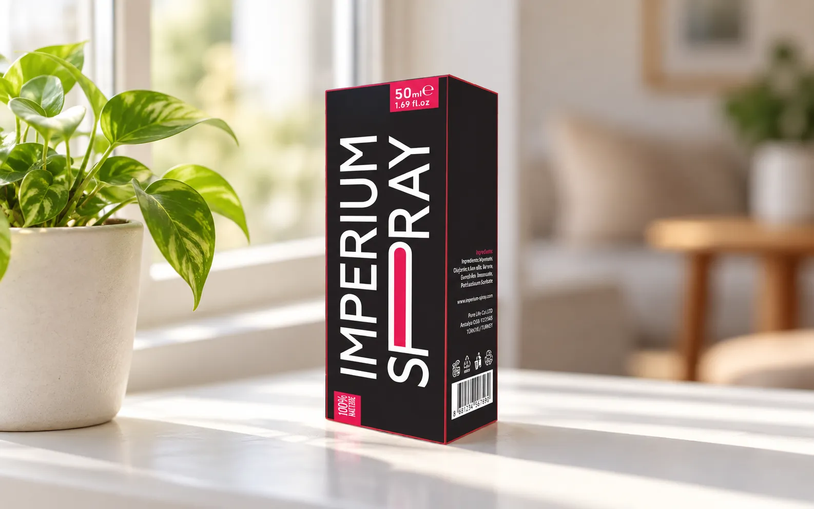 Imperium Spray — Verpackung im Alltag